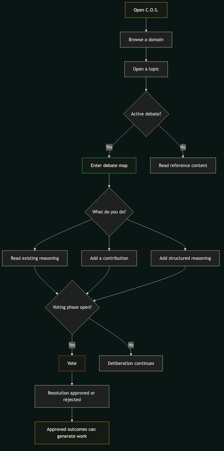 C.O.S. user flow diagram