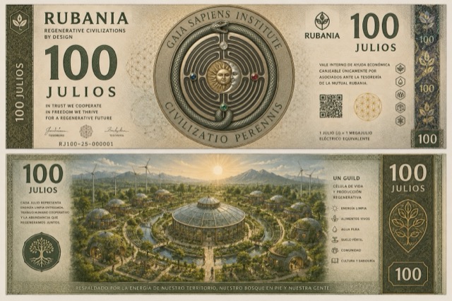 A hundred-julio note, both faces